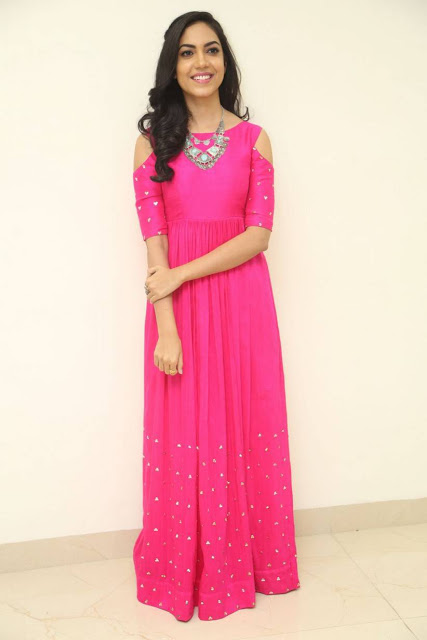 Beautiful Telugu Actress Ritu Varma Long Hair In Pink Dress 7